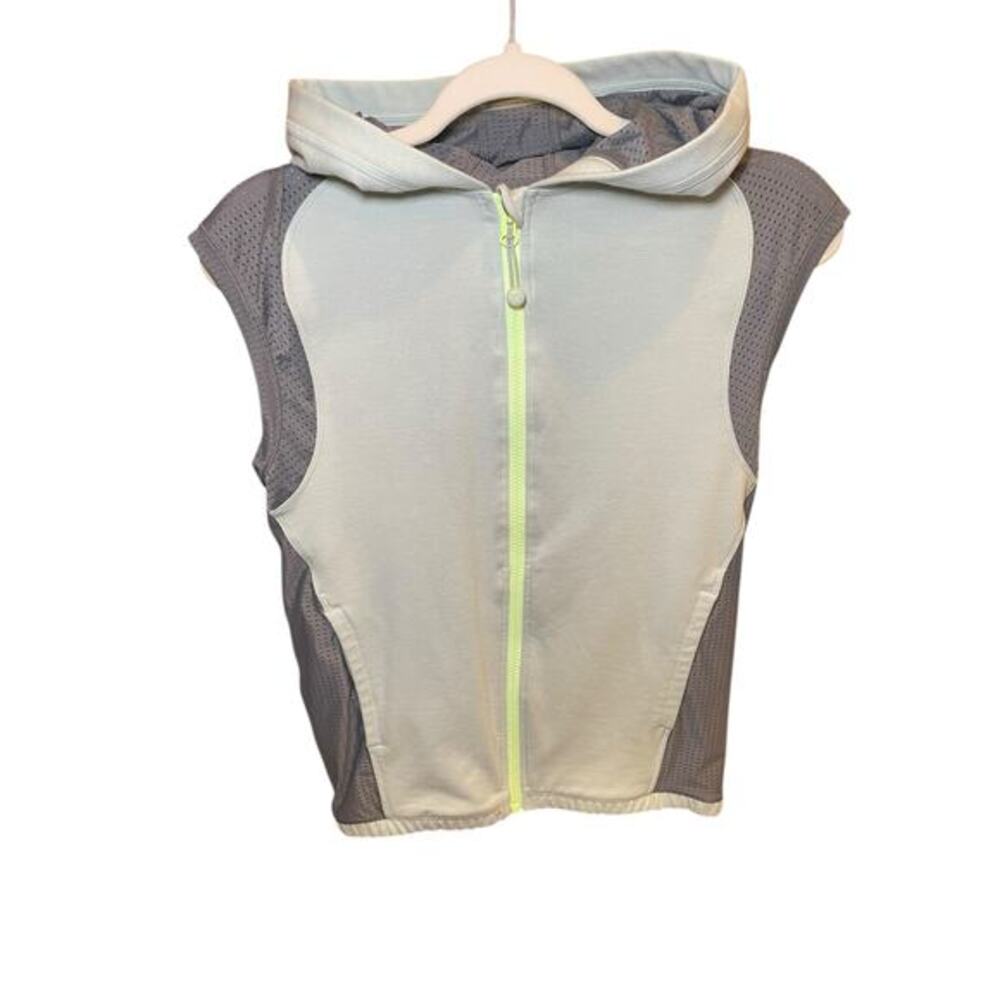 Ivivva Lululemon Vest Girl 12 Short Sleeve Hooded Zip Athletic Jacket Blue Green